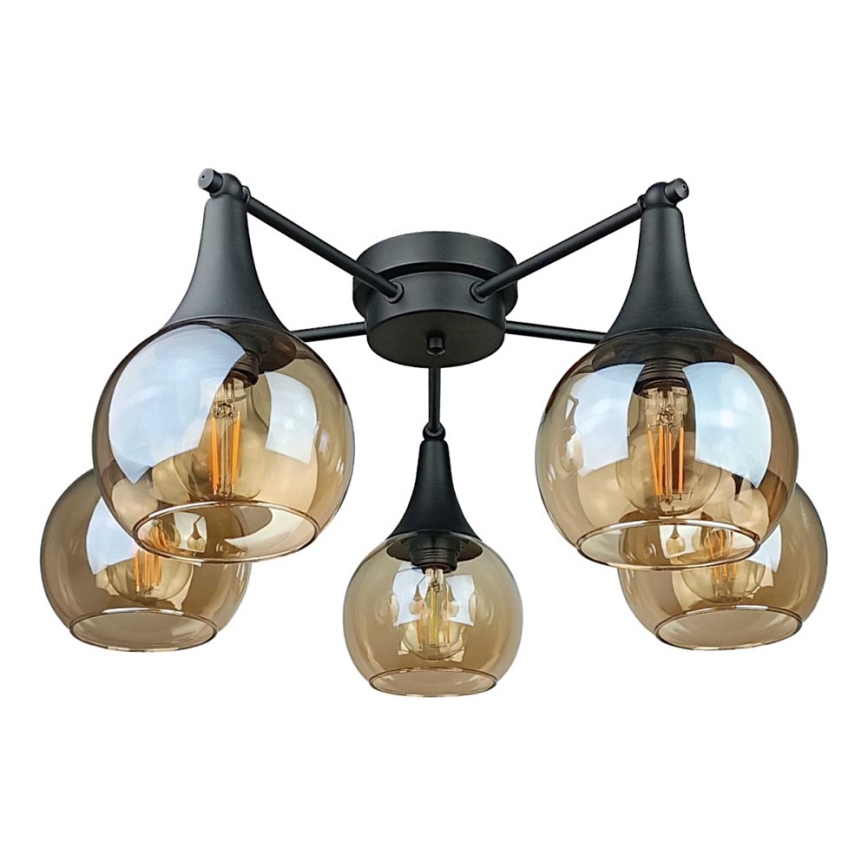 Nadgradni luster STAR 5xE27/60W/230V crno/dimno bež