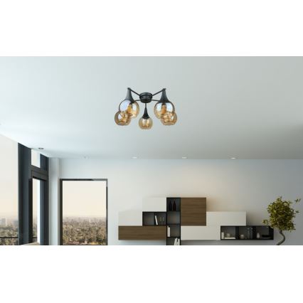 Nadgradni luster STAR 5xE27/60W/230V crno/dimno bež