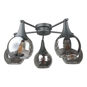 Nadgradni luster STAR 5xE27/60W/230V crno/dimno crno