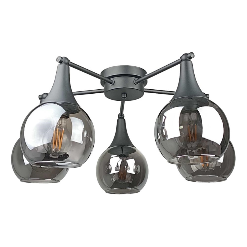 Nadgradni luster STAR 5xE27/60W/230V crno/dimno crno