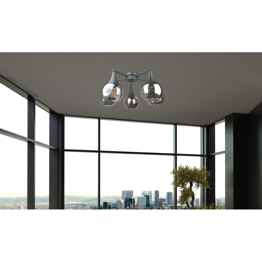 Nadgradni luster STAR 5xE27/60W/230V crno/dimno crno