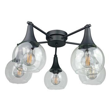 Nadgradni luster STAR 5xE27/60W/230V crno/prozirna