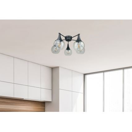 Nadgradni luster STAR 5xE27/60W/230V crno/prozirna