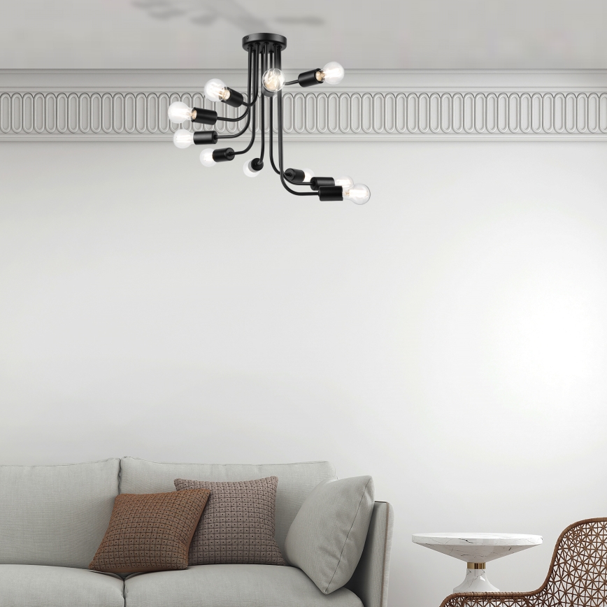 Nadgradni luster TRINITY 10xE27/15W/230V crno