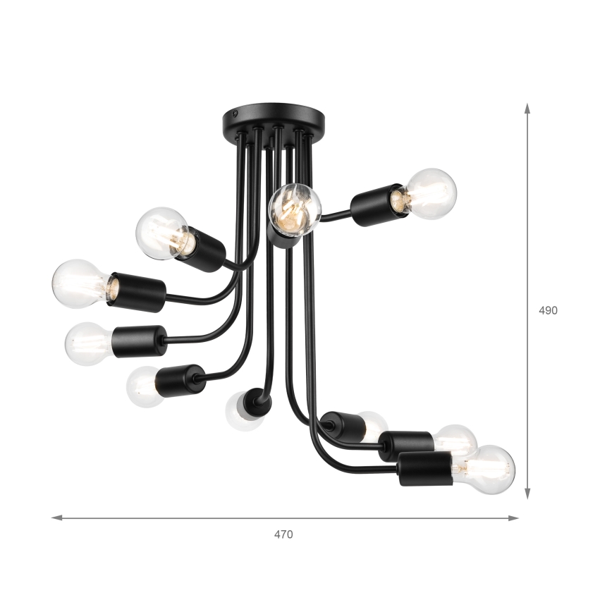 Nadgradni luster TRINITY 10xE27/15W/230V crno