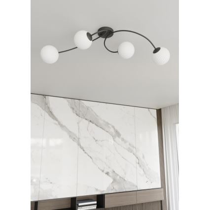 Nadgradni luster VIBRA 4xE14/10W/230V crno/bela