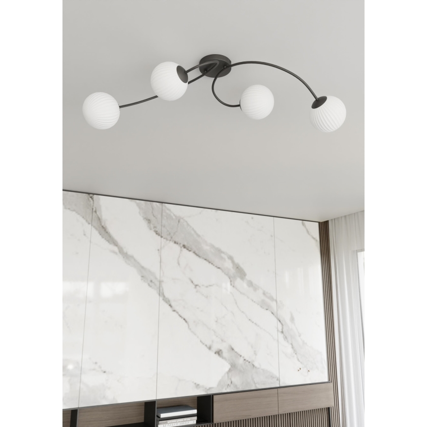 Nadgradni luster VIBRA 4xE14/10W/230V crno/bela