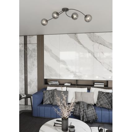 Nadgradni luster VIBRA 4xE14/10W/230V crno/sivo