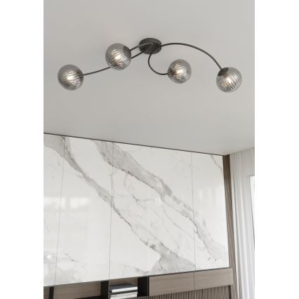 Nadgradni luster VIBRA 4xE14/10W/230V crno/sivo