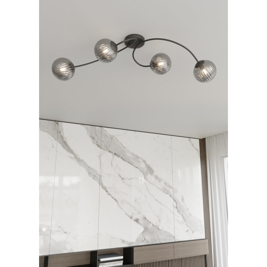 Nadgradni luster VIBRA 4xE14/10W/230V crno/sivo
