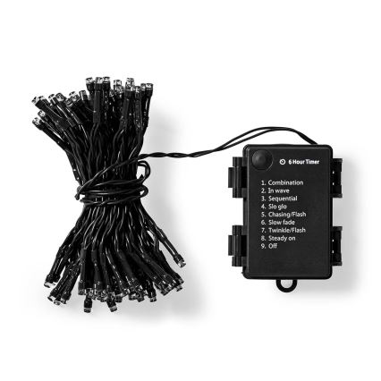 LED božićni spoljni lanac 48xLED/7 funkcija/3xAA 4,1m IP44 topla bela