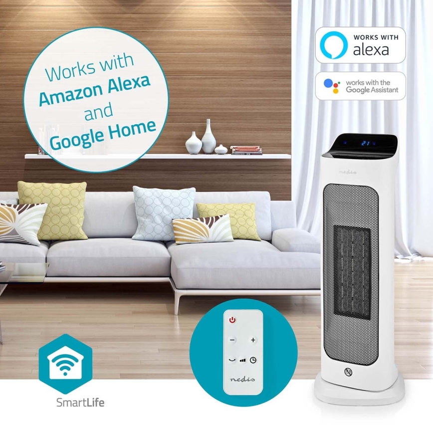 Ventilator sa sa keramičkim grejačem Smartlife 1400/2000W/230V Wi-Fi Tuya + Daljinski upravljač