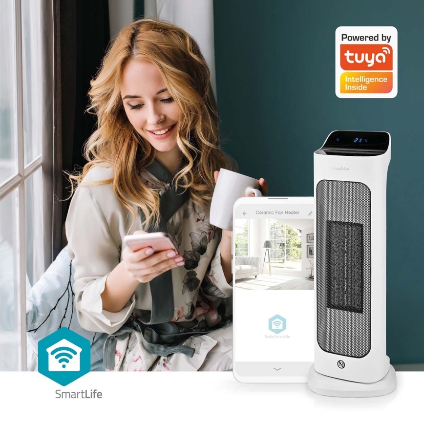 Ventilator sa sa keramičkim grejačem Smartlife 1400/2000W/230V Wi-Fi Tuya + Daljinski upravljač
