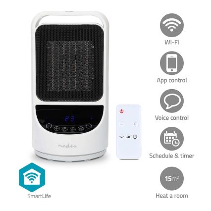 Ventilator sa keramickým topným tělesem Smartlife 1000/1500W/230V Wi-Fi Tuya + Daljinski upravljač
