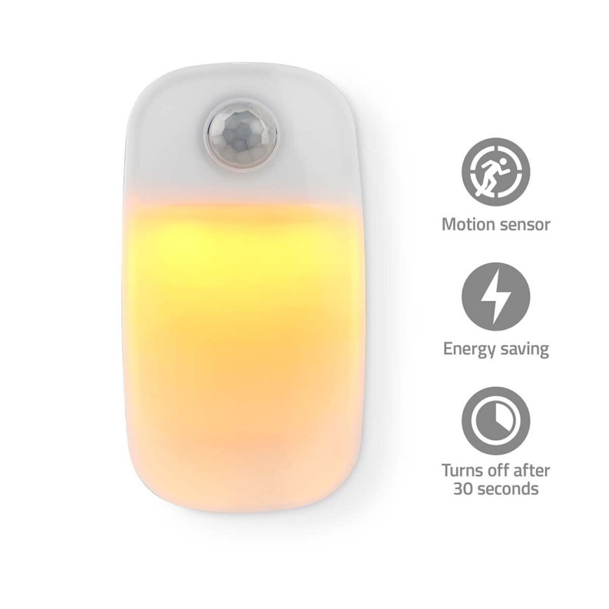 LED Orijentacijska lampa sa senzorom pokreta i sumraka za utičnicu LED/0,55W/230V bela