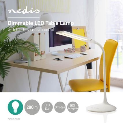 LED prigušiva stona lampa LED/6W/5V 2200 mAh bela