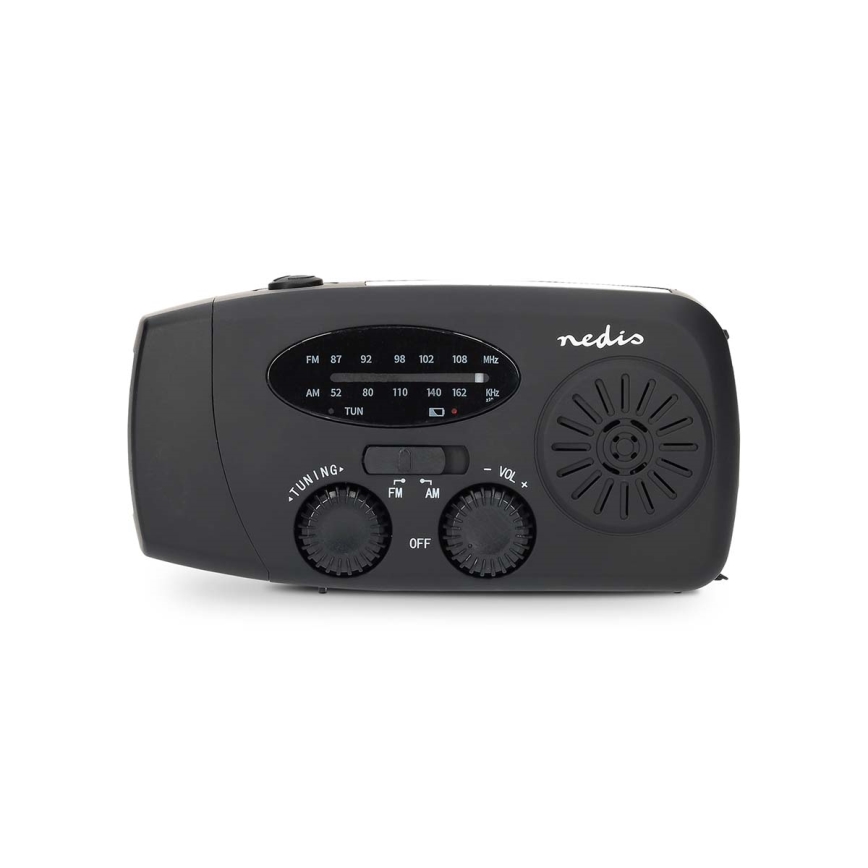 AM/FM radio sa ručicom za navijanje, solarnim panelom i LED baterijskom lampom, baterija 2000 mAh