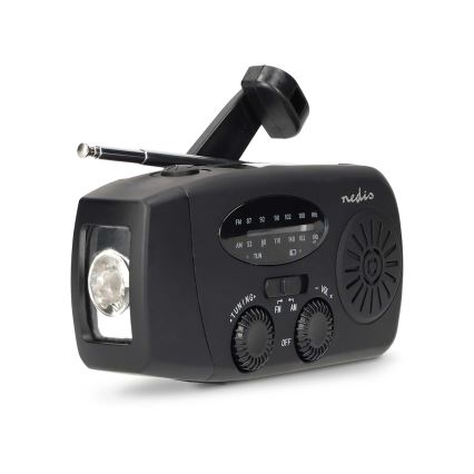 AM/FM radio sa ručicom za navijanje, solarnim panelom i LED baterijskom lampom, baterija 2000 mAh