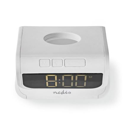 Budilnik sa bežičnim punjačem LED/10W/230V  bela
