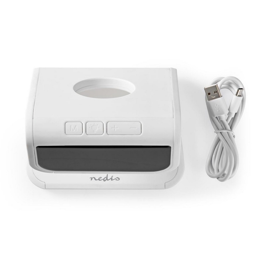 Budilnik sa bežičnim punjačem LED/10W/230V  bela