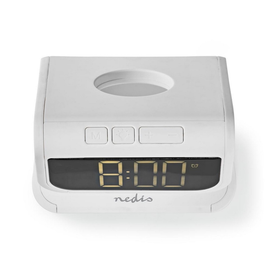 LED RGB budilnik sa bežičnim punjačem LED/10W/5V bela