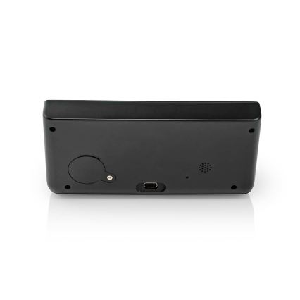 Budilnik sa LCD ekranom i bežičnim punjačem 15W/230V + 1xCR2032 crno