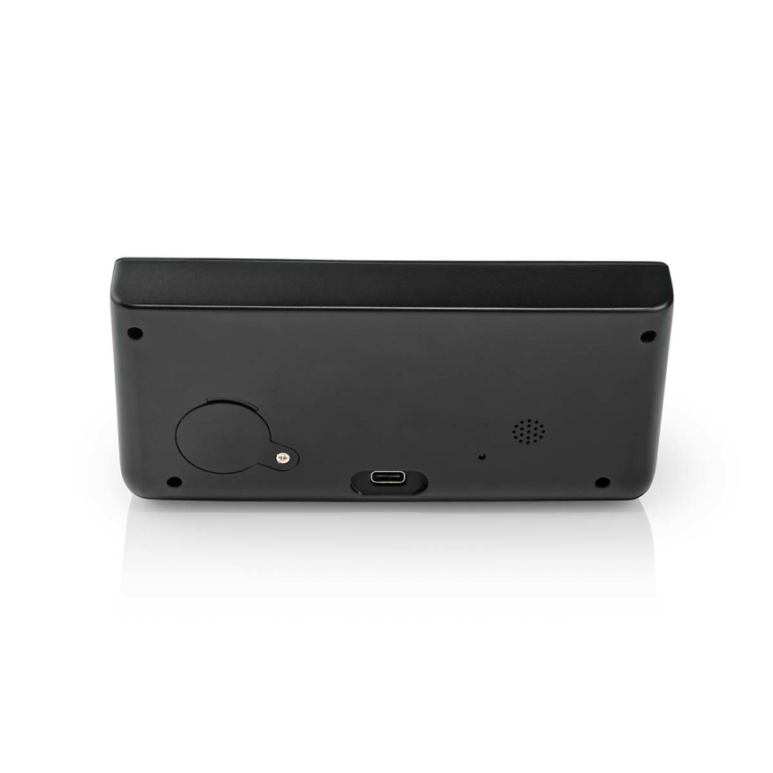Budilnik sa LCD ekranom i bežičnim punjačem 15W/230V + 1xCR2032 crno