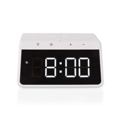 Budilnik sa LCD ekranom i bežičnim punjačem 15W/230V 1x CR2032 bela