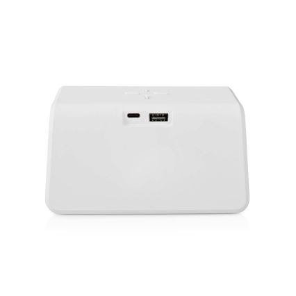 Budilnik sa LCD ekranom i bežičnim punjačem 15W/230V 1x CR2032 bela