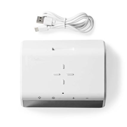 Budilnik sa LCD ekranom i bežičnim punjačem 15W/230V 1x CR2032 bela