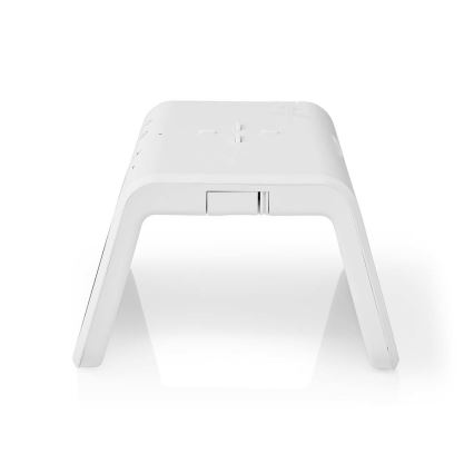 Stoni budilnik sa LCD ekranom i praktičnim bežičnim punjačem 15W/5V, napajanje 1x CR2032, beli