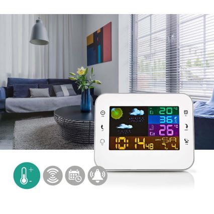 Meteorološka stanica sa LCD ekranom u boji 230V/3xAAA + 2xAA bela