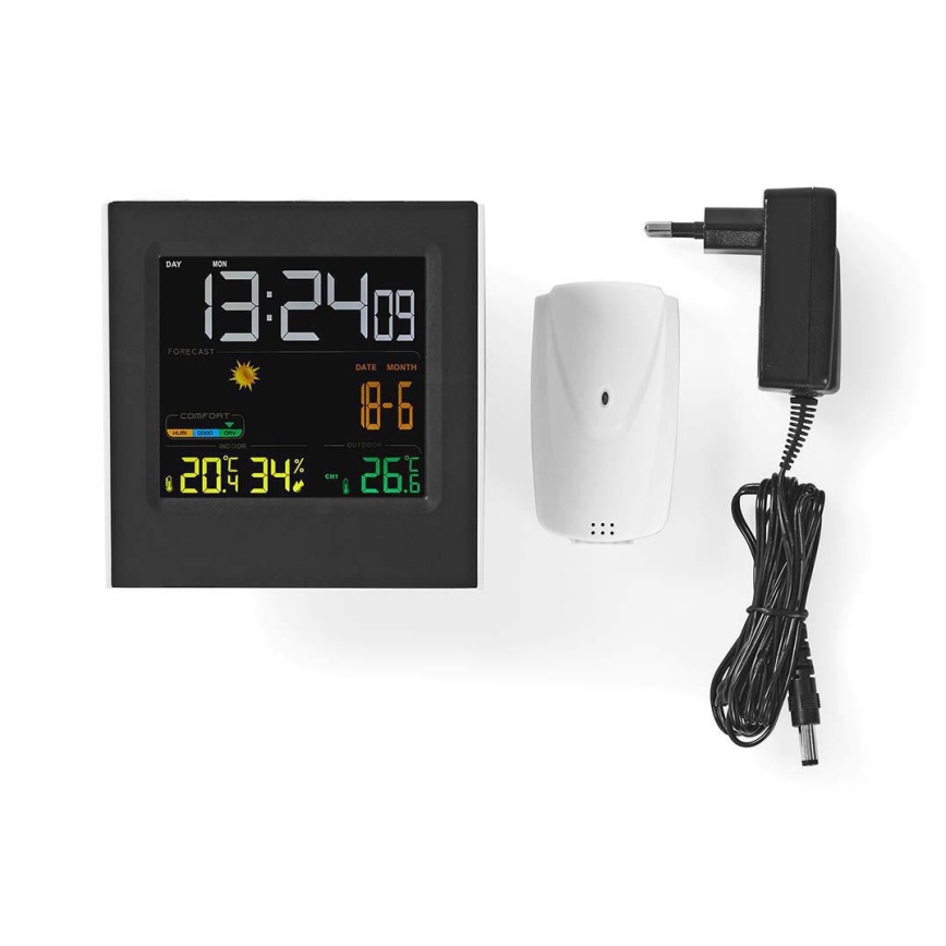 Meteorološka stanica sa LCD ekranom u boji 230V/3xAAA + 2xAA crno