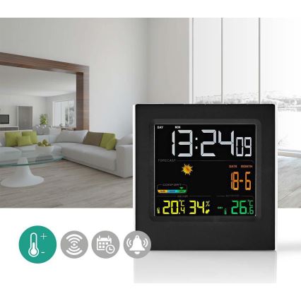 Meteorološka stanica sa LCD ekranom u boji 230V/3xAAA + 2xAA crno