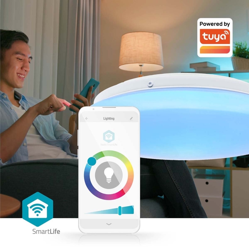 LED RGBW Prigušiva plafonjera za kupatilo SmartLife LED/18W/230V 2700-6500K IP44 Wi-Fi Tuya