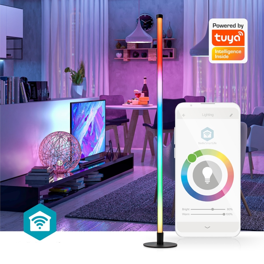 LED RGBIC Prigušiva podna lampa Smartlife LED/10W/230V 100,5 cm 2700-6500K Wi-Fi Tuya + Daljinski upravljač
