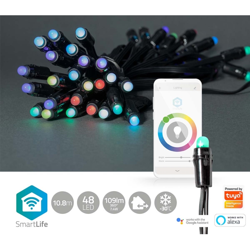 LED RGB spoljašnja božićna girlanda 48xLED 13,8m IP65 Wi-Fi Tuya