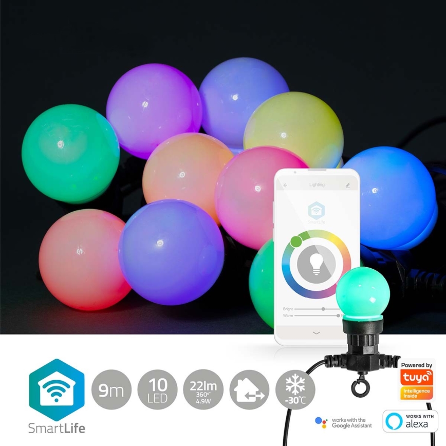 LED RGB spoljna dekorativna girlanda 10xLED 12m IP65 Wi-Fi Tuya