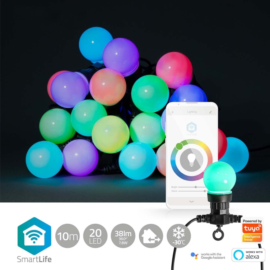 LED RGB spoljašnja dekorativna girlanda 20xLED/8 funkcija 13m IP65 Wi-Fi Tuya