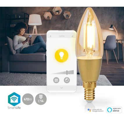 LED Prigušiva sijalica Smartlife E14/4,9W/230V 1800-3000K Wi-Fi Tuya