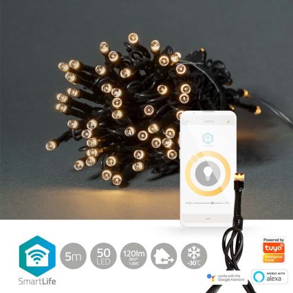 LED spoljni božićni lanac 50xLED/8 funkcija 10m IP65 Wi-Fi Tuya topla bela