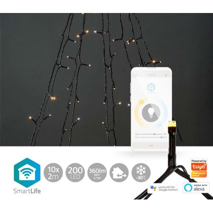 LED spoljna božićna zavesa 200xLED/8 funkcija 10x2m IP65 Wi-Fi Tuya od tople do hladne bele