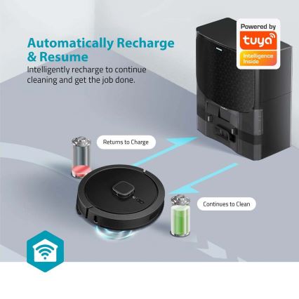 Pametni robotski usisivač sa mopom SmartLife 5200 mAh Wi-Fi Tuya crno + Daljinski upravljač