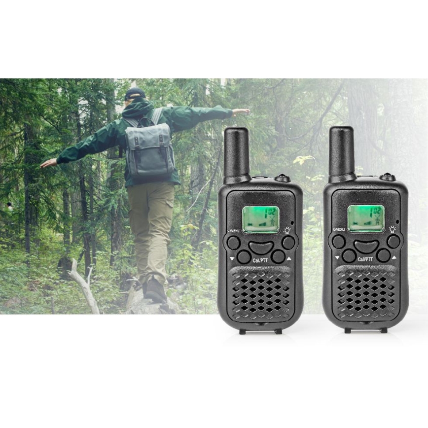 Set 2x Voki-toki sa LED svetlom 3xAAA domet 5 km