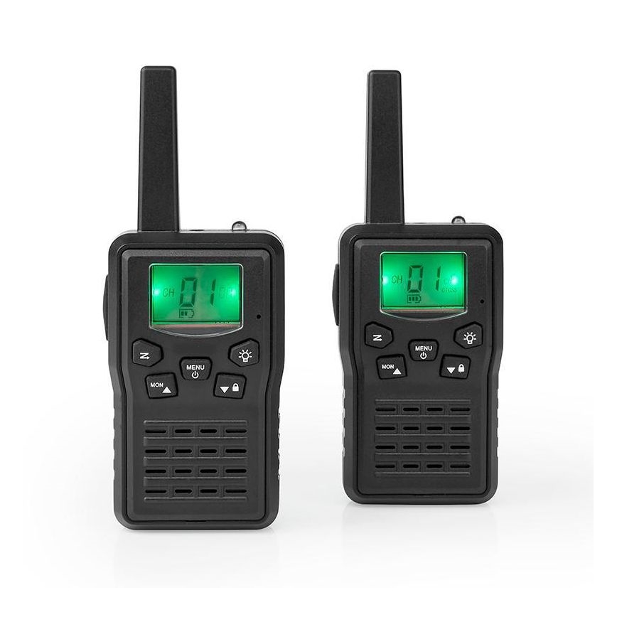 Set 2x Punjivi voki-toki sa LED svetlom 1300 mAh domet 10 km