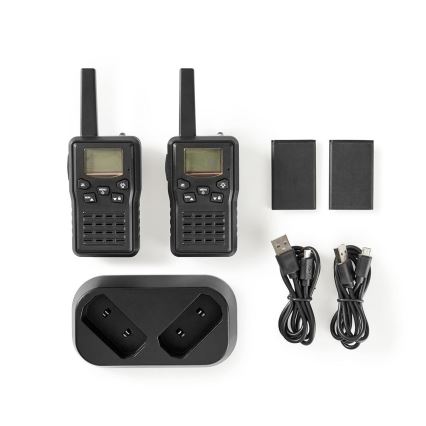 Set 2x Punjivi voki-toki sa LED svetlom 1300 mAh domet 10 km