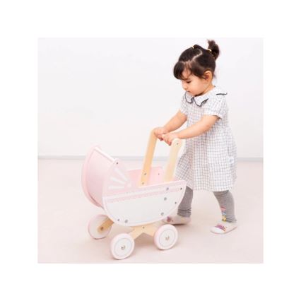New Classic Toys - Drvena kolica za lutke roze