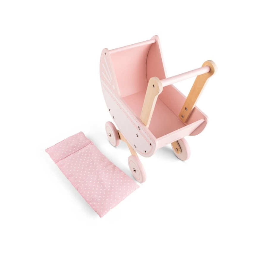 New Classic Toys - Drvena kolica za lutke roze