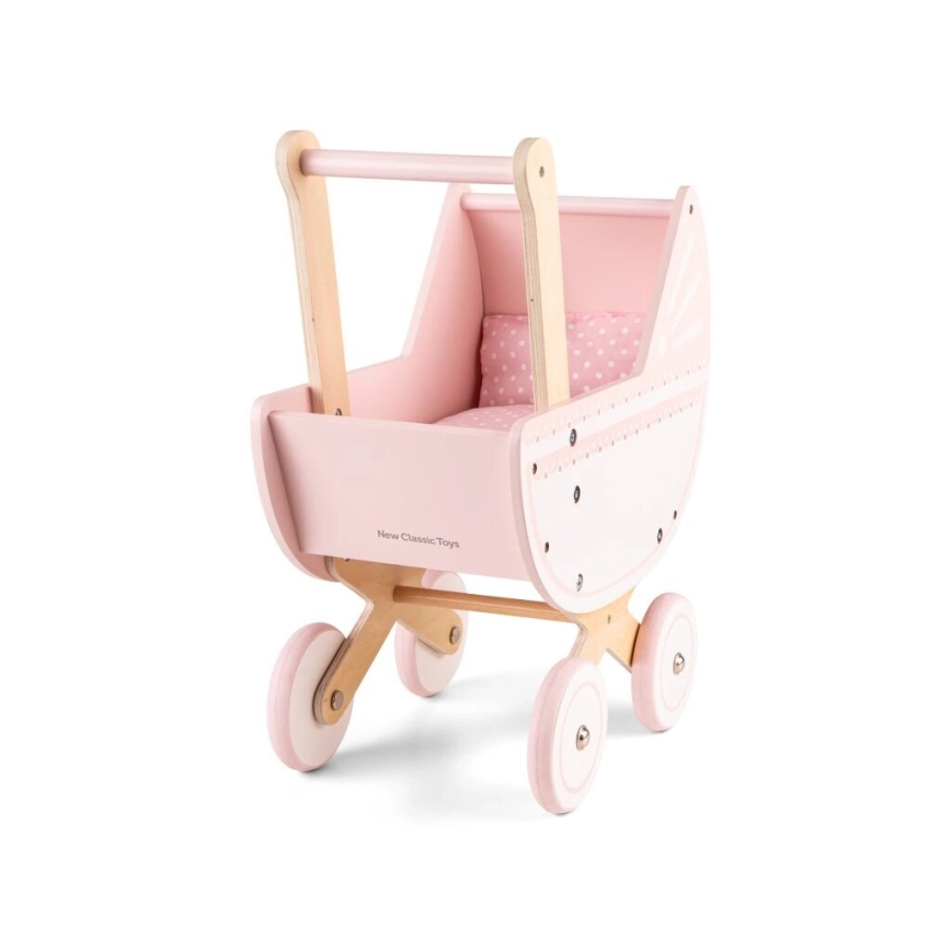 New Classic Toys - Drvena kolica za lutke roze