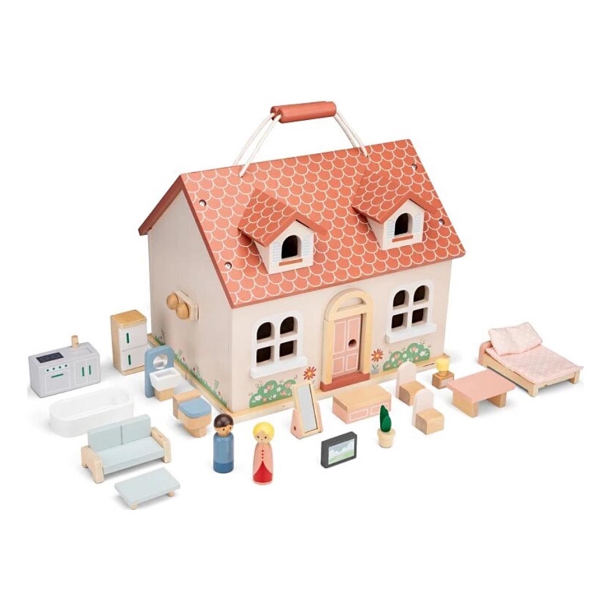 New Classic Toys - Drvena kućica za lutke crveno